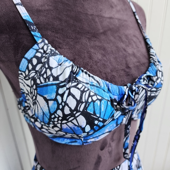 NWT Toluca Swim 2 Pc Angelica Blue Butterfly Bikini Top Bottoms High Waist Sz S - Picture 4 of 16